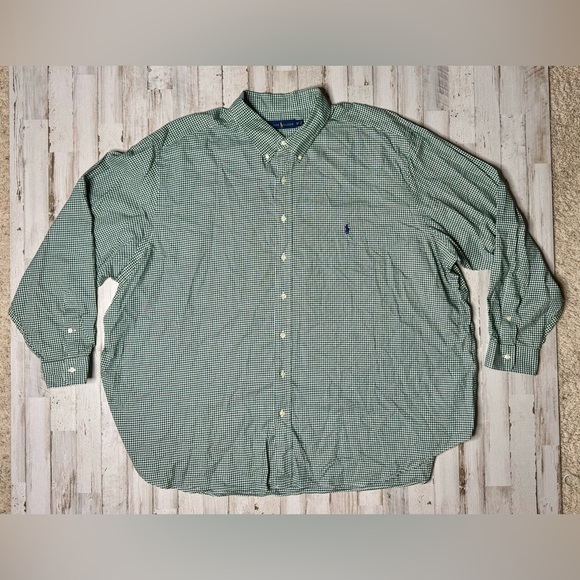Polo Ralph Lauren Other - Polo Ralph Lauren Shirt Men's 4XB Green Solid Cotton Dress Casual